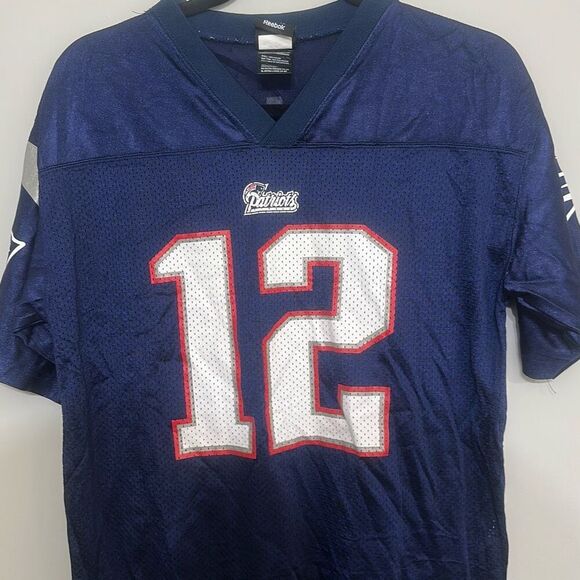 Reebok Mens Blue New England Patriots Tom Brady #12 NFL Football Jersey Medium - Picture 2 of 7